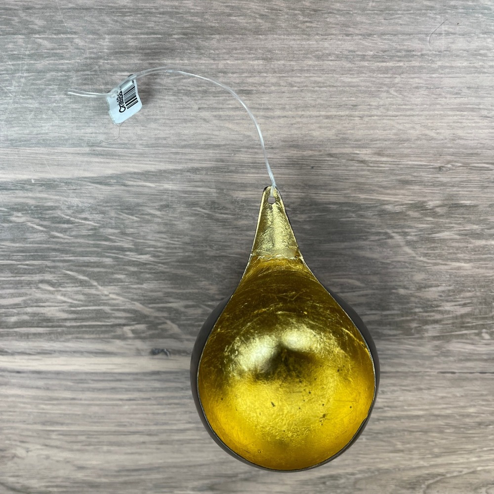 Crate & Barrel Bronze Christmas‎ Ornament Teardrop Gold Interior Holiday